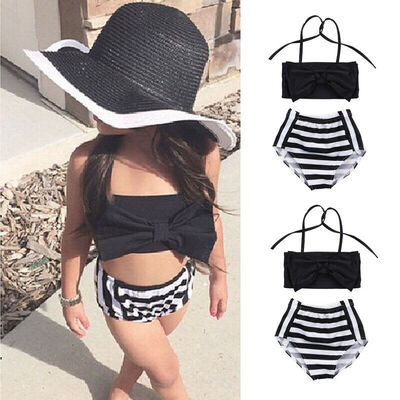 

2Pcs Baby Kids Girl Bowknot Bikini Set Swimwear Strappy Swimming Swimsuit Bathing Suit