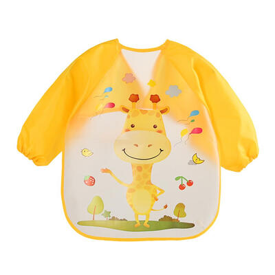 

Cartoon Waterproof Unisex Baby Feeding Long Sleeve Art Apron Animal Bibs