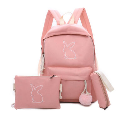 

3pcs Canvas Girls Backpack Shoulder Bag Pencil Case Teenage Schoolbag Set