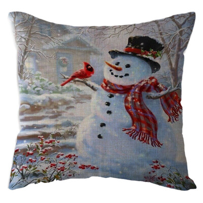 

〖Follure〗Christmas Snow House Pillow Case Linen Sofa Throw Cushion Cover Home Decor