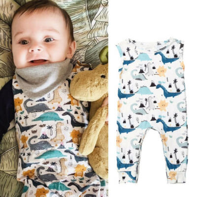 

Newborn Baby Boy Clothes Cotton Dinosaur Sleeveless Romper Jumpsuit Outfit 0-18M