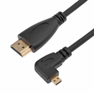 

Left Angled Spring Micro HDMI to HDMI Cable 1080P 3D Audio Wire for Camera