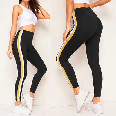 

Starmoon Womens Running Yoga Pants Color Matching Strips Tight Leggings
