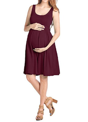 

Summer Leisure Slim Elastic Sleeveless Round-neck Line Maternity Dress