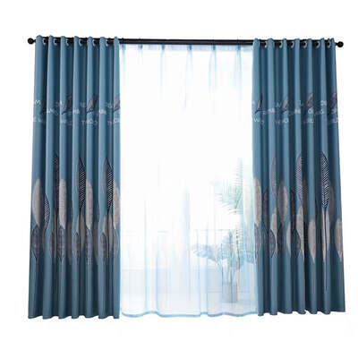 

2pcs Leaf Printed Room Darkening Curtain Tulle Perspective Door Window Blinds Girl Room Bedroom Balcony Drapes