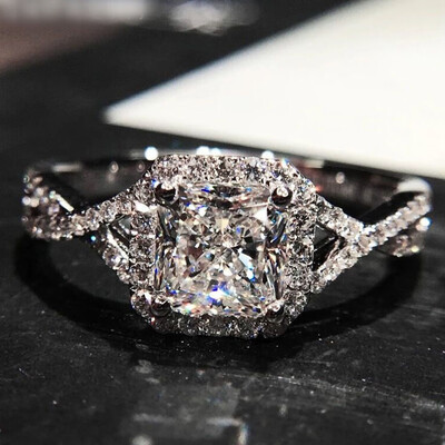 

New Princess Cut Cz Band Silver WomenS Engagement Wedding Ring Size 6-10 Charm