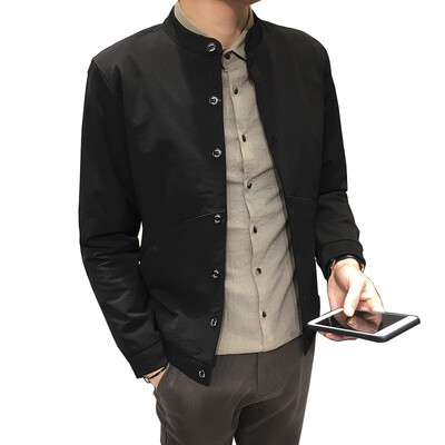 

ZHUO DENG NU Mens Jacket Stand Collar Slim Fit Single Breast