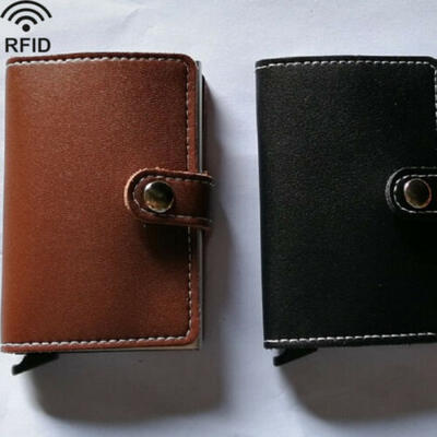 

US Sale Faux Leather Credit Card Holder RFID Blocking Pop-up Wallet Money Clip