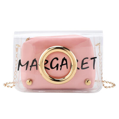 

2pcsset Letter Print Clear Shoulder Handbags PVC Women Crossbody Clutch