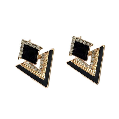 

High Quality Female Fashion Vintage Lovely Triangle Punk Earrings Rhinestone Triangle Earrings Jewelry