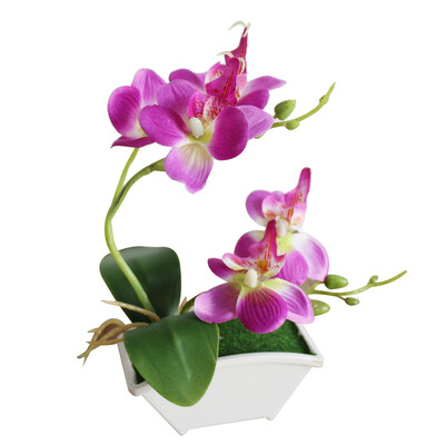

Artificial Butterfly Orchid Flower Phalaenopsis Home Office Decor with Flowerpot