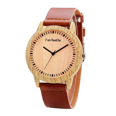 

Fanteeda FD067 Unisex Fashion Wooden Case PU Band Quartz Watch