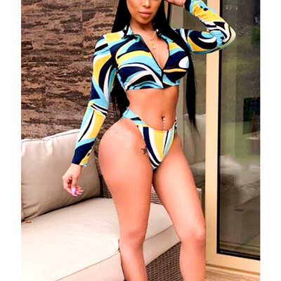 

Women High Waist Swimwear Bikini Set Push-up Padded Bra Bathing Suit Swimsuit