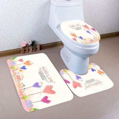 

〖Follure〗3PCS Christmas Bathroom Non-Slip Pedestal Rug Lid Toilet Cover Bath Mat Set