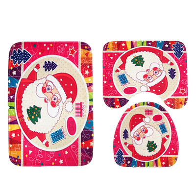 

Santa Claus Pattern 3pcs Toilet Mat Bath Mat