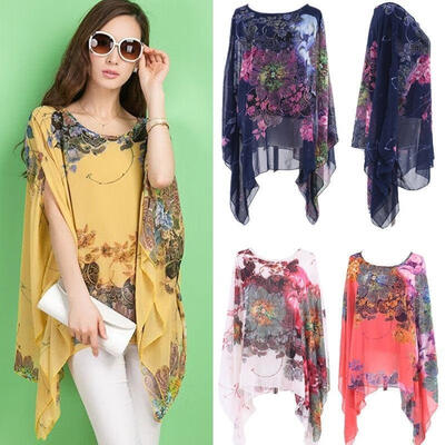 

Fashion Women Ladies Batwing Sleeve T-shirt Chiffon Loose Casual Tops Blouse