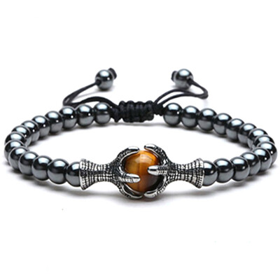 

New Dragon Claw Braided Adjustable Bracelet Tiger Eye Natural Stone Beads Men&39S Bracelet