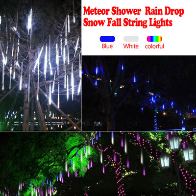 

Greensen 8PcsSet 30cm Meteor Rain Tube Lights 144 LED Bright Falling String Lamps Decor Drop Falling LightsTube Lights