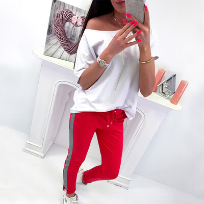 

Women Striped Elastic Waist Casual Sportswear Thin Long Pants Trousers GYL
