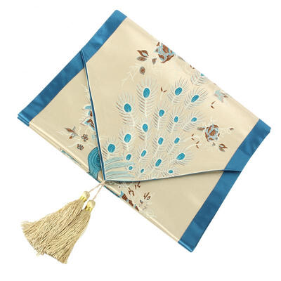 

Greensen Blue Peacock Table Runner Home Decor Table Cloth Runner Mat for Wedding Party Banquet Decor