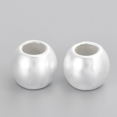 

Alloy European Beads Large Hole Beads Matte Style Barrel Cadmium Free & Lead Free 925 Sterling Silver Plated 9x8mm