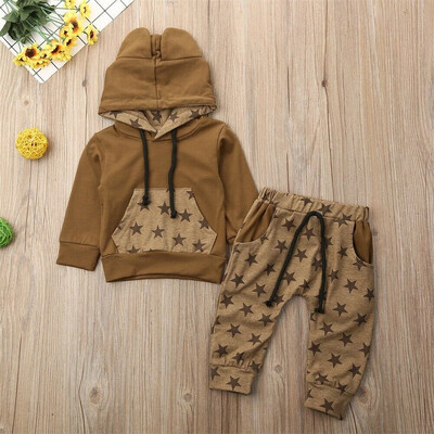 

Kids Toddler Baby Boys Girl Hooded Tops Coat Long Pants Outfits Clothes 0-2T