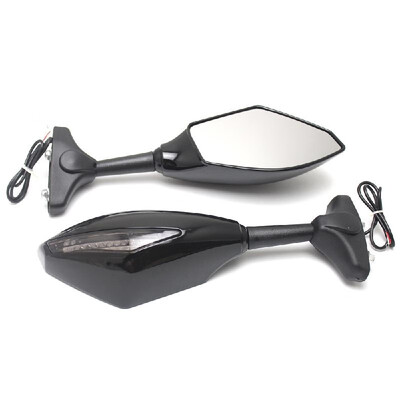 

1 Pair Universal Motorcycle LED Turn Signals Racing Style Side Rearview Mirrors Point Amber Light Color Aluminum Handlebar Arrow f