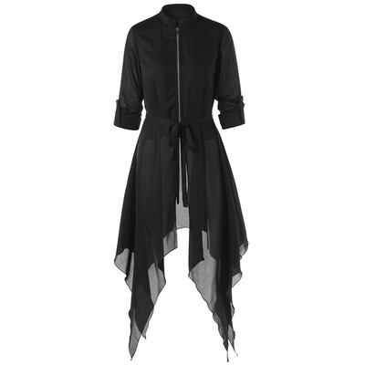 

Zip Fly Handkerchief Skirted Coat