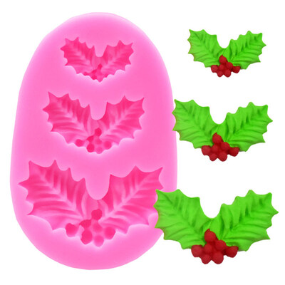 

3 Cavity Christmas Holly Leaf Pine Cone Cake Mold Chocolate DIY Baking Rool