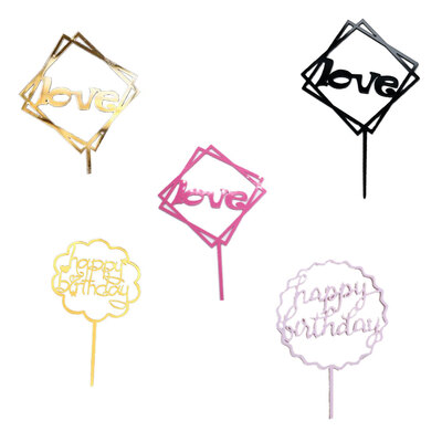 

Happy Birthday Valentines Day Cake Topper Love Wedding Valentine Anniversary Acrylic Cupcake Decoration