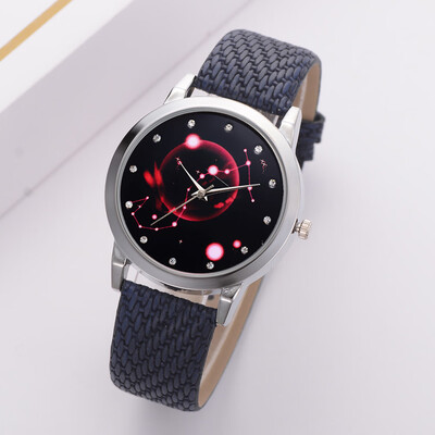 

2018 Fashion Women Watch Girls Rhinestone Star Sky Quartz Watches Ladies PU Strap Wristwatches Gift Relogio Feminino &Ff