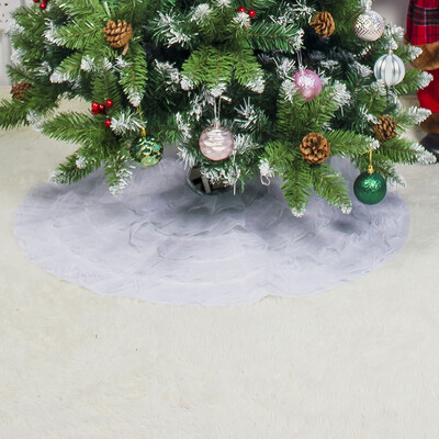 

80cm Christmas Tree Skirt Lace Xmas Tree Pleated Mat Home New Year Decorations