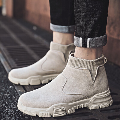 

Mens Shoes In Autumn Every Kind of Leisure High Help Martin Boots Korean Edition Tools Desert Wind Zen High School Help Shoes