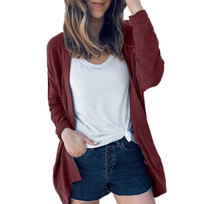 

Toponeto Womens Ladies Cardigan Solid Irregular Hem Long Sleeve Coat Parka Outerwear