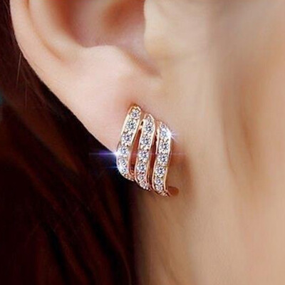 

Item 1 Pair Fashion Rose Gold Diamond-studded Personality Angel Wings Silver Stud Earrings for Women&Girl