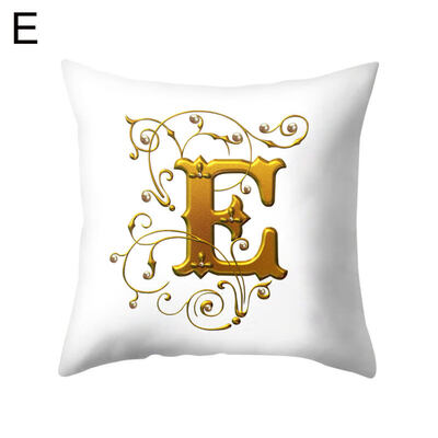 

26 Golden A to Z Alphabet Flower Soft Pillow Case Cushion Cover Home Sofa Decor