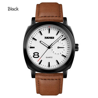

SKMEI Simple Quartz Wristwatches Men Waterproof Watch With Leather Strap