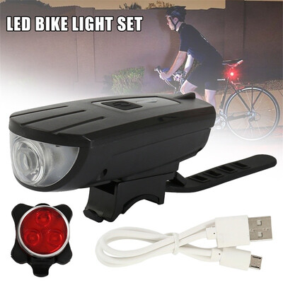 

Rechargeable LED Bike Light Set USB head lamp rechargeable rear light