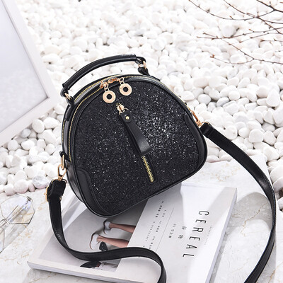 

Small bag female 2018 spring new wave Korean version of the wild Messenger bag female sequins shoulder small round bag one generation