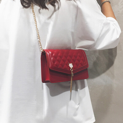 

Advanced sense bag female bag 2019 new wave fashion foreign gas chain Messenger bag wild ins embroidery line shoulder bag