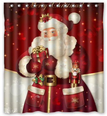 

Tailored Custom Merry Christmas Fabric Waterproof Bathroom Shower Curtain 66 x 72