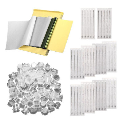 

Tattoo Kit 50Pcs Tattoo Transfer Paper 50Pcs Mixed Tattoo Needle Set 3RL 5RL 7RL 9RL Stainless Steel Round Liner 100Pcs Color Cups