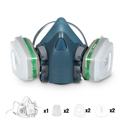 

8200 Half Face Gas Mask Respirator with 2Pcs 4 Filter Cartridge Filter Cotton Cover Painting Spraying Mask Personal Protective Eq