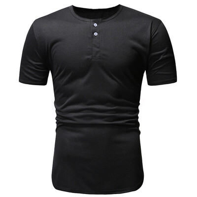 

Toponeto Mens Short Sleeve Solid Comfortable Buttons Casual Slim T-Shirt Sport Tops