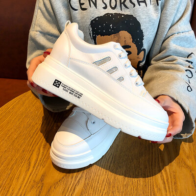 

White shoes women Korean version of Joker thick-soled student lace-up shoes ins casual Torre shoes tide in summer