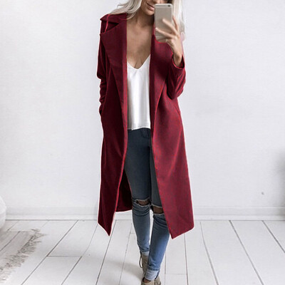 

Womens Loose Lapel Collar Solid Open Front Outwear Winter Warm Work Coat Jacket