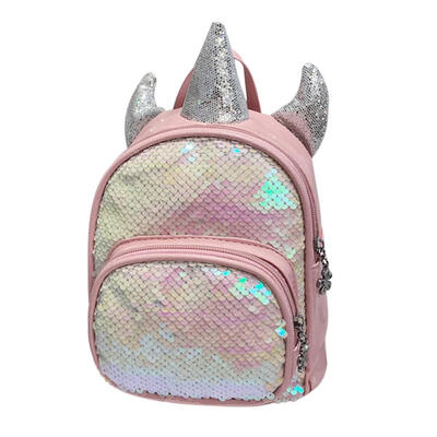 

Cute Horn Decor Travel Backpacks Kids School Bags Sequins Leather Rucksack