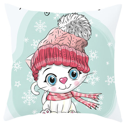 

Siaonvr Merry Christmas Cartoon Animals Pillowcase Sofa Pad Set Home Decoration 18x18 In