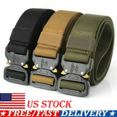 

US New Men Tactical Military Nylon Belt Adjustable Outdoor Army Style Waist Belt