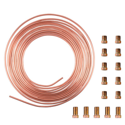 

Steel Copper Brake Line Tubing Kit 316" of 25Ft Coil Roll with 15 Fittings Gold